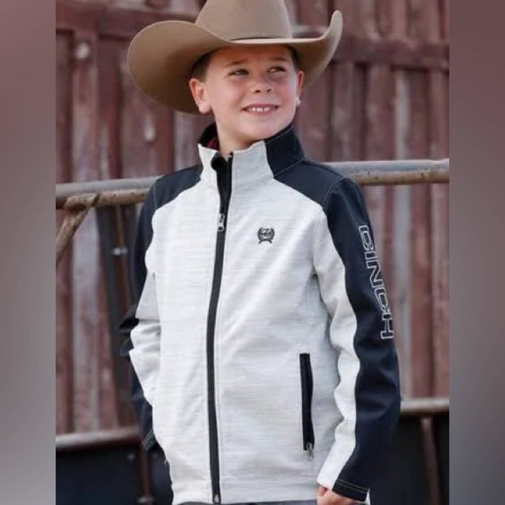 Cinch Kid's Jacket - Textured Color Blocked Bonded - Grey / Black